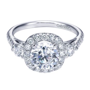 0.80 ct Diamond Engagement Ring - Set in 14k White Gold Diamond Halo /ER6997W44JJ-IGCD