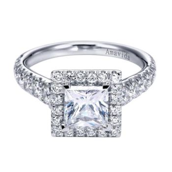Gabriel & Co 18K White Gold 0.84 ct Diamond Halo Engagement Ring Setting ER6931W83JJ