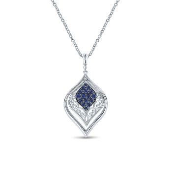 0.74 ct - Necklace
 925 Silver And Sapphire Fashion /NK4054SVJSA-IGCD