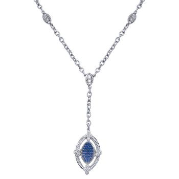 0.20 ct Round Cut Diamond and Sapphire Fashion Necklace set in 925 Silver NK3224SV5SA