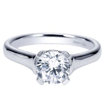 0.02 ct - Diamond Solitaire Engagement Ring in 18k White Gold /ER9149W83JJ-IGCD