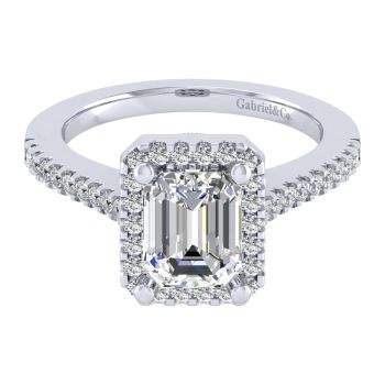 14K White Gold 0.36 ct Diamond Criss Cross Engagement Ring 