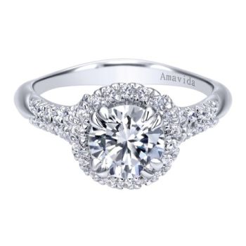 Gabriel & Co 18K White Gold 0.30 ct Diamond Halo Engagement Ring Setting ER11725R4W83JJ