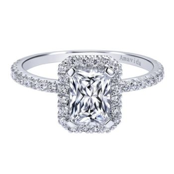 Gabriel & Co 18K White Gold 0.47 ct Diamond Halo Engagement Ring Setting ER12022E4W83JJ