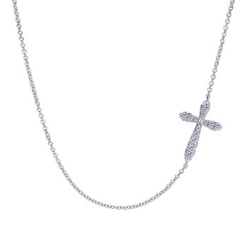  White Sapphire Cross Necklace set in 925 Silver NK4126SVJWS