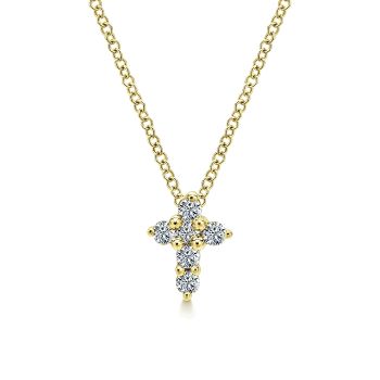 0.10 ct - Necklace
 14k Yellow Gold Diamond Cross /NK1370Y45JJ-IGCD