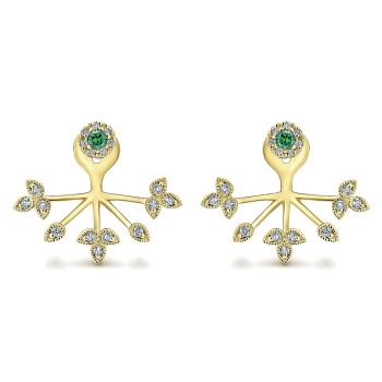0.25 ct - Earrings
 14k Yellow Gold Diamond And Emerald Peek A Boo /EG13018Y45EA-IGCD