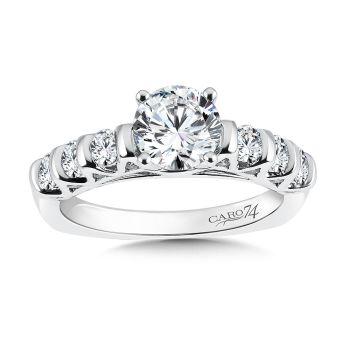Classic Elegance Collection Engagement Ring With Side Stones in 14K White Gold with Platinum Head (0.64ct. tw.) /CR381W