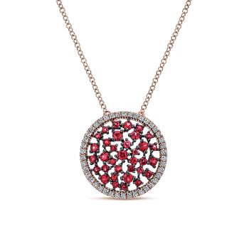 0.21 ct - Necklace
 14k Pink Gold Diamond And Ruby Fashion /NK4906K45RA-IGCD