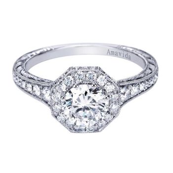 Gabriel & Co Platinum 0.41 ct Diamond Halo Engagement Ring Setting ER6498PT3JJ