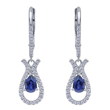 Sapphire and Diamond Drop Earrings set in 14kt White Gold 1.44ct EG10120W45SB