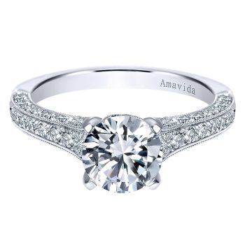 0.80 ct - Diamond Engagement Ring Set in 18k White Gold - Straight Setting /ER7934W83JJ-IGCD