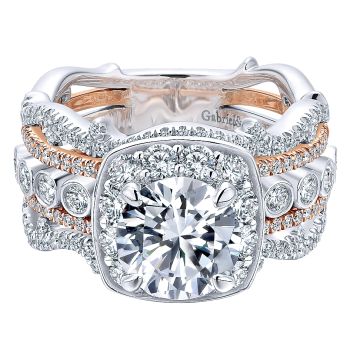 1.20 ct Diamond Engagement Ring- Set in 18k White or Pink Gold Diamond Halo /ER12197R4T84JJ-IGCD