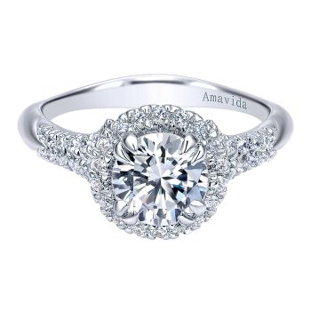 0.30 ct - Diamond Engagement Ring Set in 18k White Gold Diamond Halo /ER11725R4W83JJ-IGCD