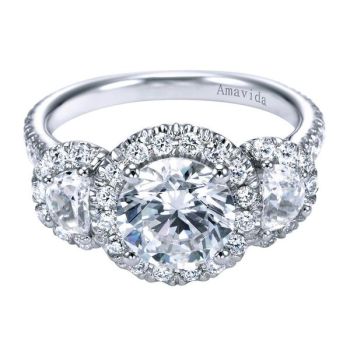 Gabriel & Co 18K White Gold 1.05 ct Diamond Halo Engagement Ring Setting ER6744W83JJ