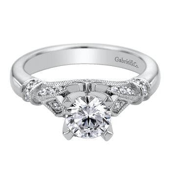 0.24 ct - Diamond Engagement Ring Set in 14k White Gold Split Shank /ER9267W44JJ-IGCD