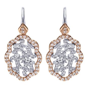 14k White/pink Gold Diamond Drop Earrings 1.45 ct EG11987T44JJ