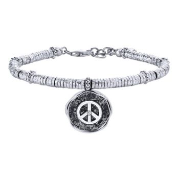 White Sapphire Charm Bangle In Silver 925/Stainless Steel TB3655MXJWS