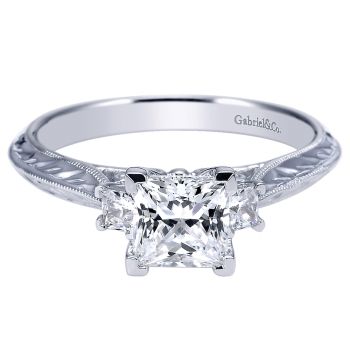 0.18 ct - 3 Stone Diamond Engagement Ring Set in 14K White Gold /ER8801W44JJ-IGCD