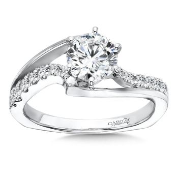 Modernistic Collection Criss Cross Engagement Ring with 6-Prong Center in 14K White Gold with Platinum Head (0.2ct. tw.) /CR399W