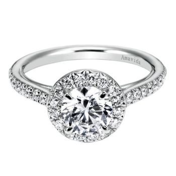Gabriel & Co 18K White Gold 0.40 ct Diamond Halo Engagement Ring Setting ER6301W83JJ