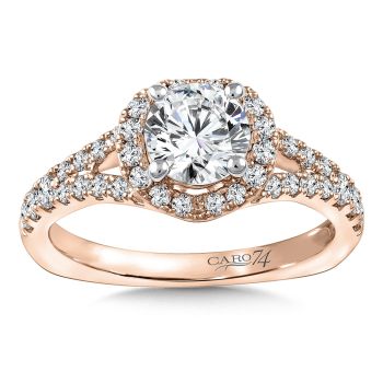 Diamond Engagement Ring Mounting in 14K Rose Gold with Platinum Head (.53 ct. tw.) /CR821P