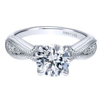 0.12 ct - Free Form Diamond Engagement Ring Set in 18k White Gold /ER11914R4W83JJ-IGCD