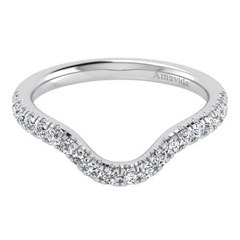 0.36 ct F-G SI Diamond Curved Wedding Band In 18K White Gold WB11411W83JJ
