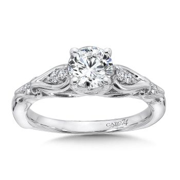 Engagement Ring With Side Stones in 14K White Gold with Platinum Head (0.12ct. tw.) /CR551W