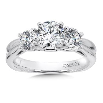 Round Three Stone Diamond Engagement Ring in 14K White Gold with Platinum Head (0.72ct. tw.) /CR217W