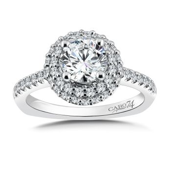 Halo Engagement Ring Mounting in 14K White Gold with Platinum Head (.48 ct. tw.) /CR726W