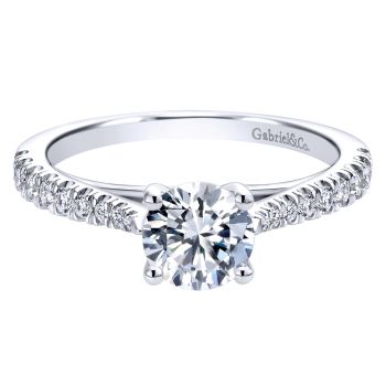 14K White Gold 0.28 ct Diamond Straight Engagement Ring Setting ER12291R3W44JJ