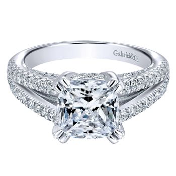 0.66 ct - Diamond Engagement Ring Set in 14k White Gold Split Shank /ER12338C8W44JJ-IGCD