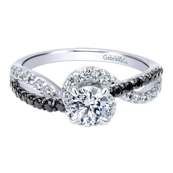 0.93 ct Pre-Set Engagement Ring
 14k White Gold Diamond Black Diamond Bypass /ER911938R0W44BD.CSD4-IGCD