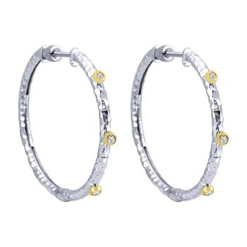 925 Silver/18k Yellow Gold Diamond Classic Earrings EG11139MY5JJ