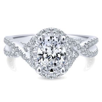 0.67 ct Diamond Engagement Ring - Set in 14k White Gold Diamond Halo /ER12774O4W44JJ-IGCD