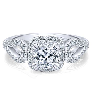 0.70 ct Diamond Engagement Ring - Set in 14k White Gold Diamond Halo /ER12776C4W44JJ-IGCD