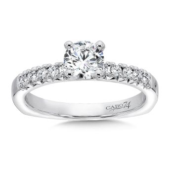 Classic Elegance Collection Engagement Ring With Diamond Side Stones in 14K White Gold with Platinum Head (0.16ct. tw.) /CR304W