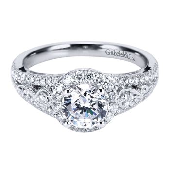 0.50 ct Diamond Engagement Ring - Set in 14k White Gold Diamond Halo /ER6554W44JJ-IGCD