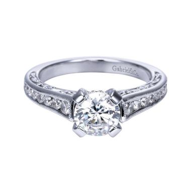 Gabriel & Co 18K White Gold 0.39 ct Diamond Straight Engagement Ring Setting ER7937W83JJ