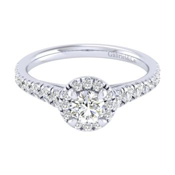 14K White Gold 0.49 ct Diamond Criss Cross Engagement Ring