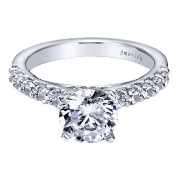 0.51 ct - Diamond Engagement Ring Set in 18k White Gold - Straight Setting /ER6209W83JJ-IGCD