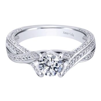 18K White Gold 0.49 ct Diamond Criss Cross Engagement Ring Setting ER9950W83JJ