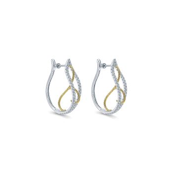 1.00 ct - Earrings
 14k Yellow/white Gold Diamond Intricate Hoop /EG12094M45JJ-IGCD