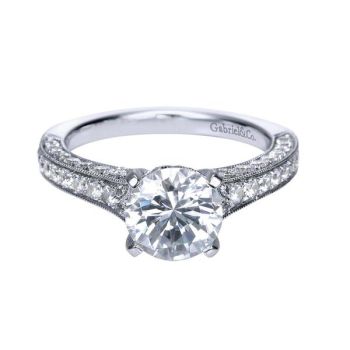 Gabriel & Co 18K White Gold 0.80 ct Diamond Straight Engagement Ring Setting ER7934W83JJ