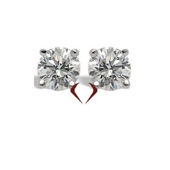 3.07 ct L SI1 Round Diamond Stud Earrings In 14K White Gold 10005855