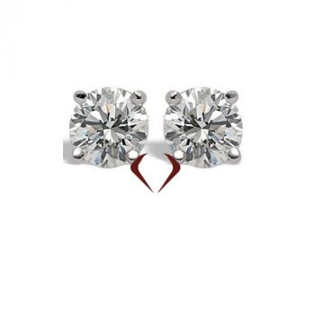 3.2 ct L SI1 Round Diamond Stud Earrings In 14K White Gold 10005861