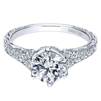 0.32 ct - Diamond Engagement Ring Set in Platinum - Straight Setting /ER8774PT3JJ-IGCD