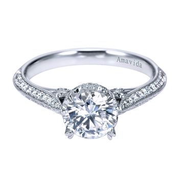 0.35 ct - Diamond Engagement Ring Set in 18k White Gold - Straight Setting /ER7562W83JJ-IGCD