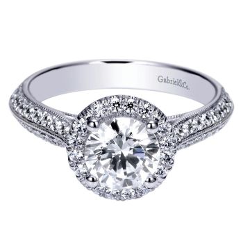 14K White Gold 0.43 ct Diamond Criss Cross Engagement Ring